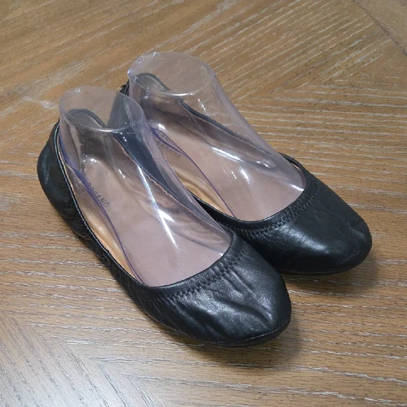 Lucky Brand Black Leather Ballet Flats, Size 9 - Picture 1 of 9